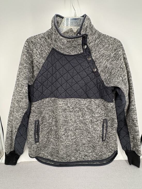 Abercrombie & Fitch Jackets & Blazers - Abercrombie & Fitch Jacket Womens S Heather Gray Fleece Asymmetric Snap Pullover